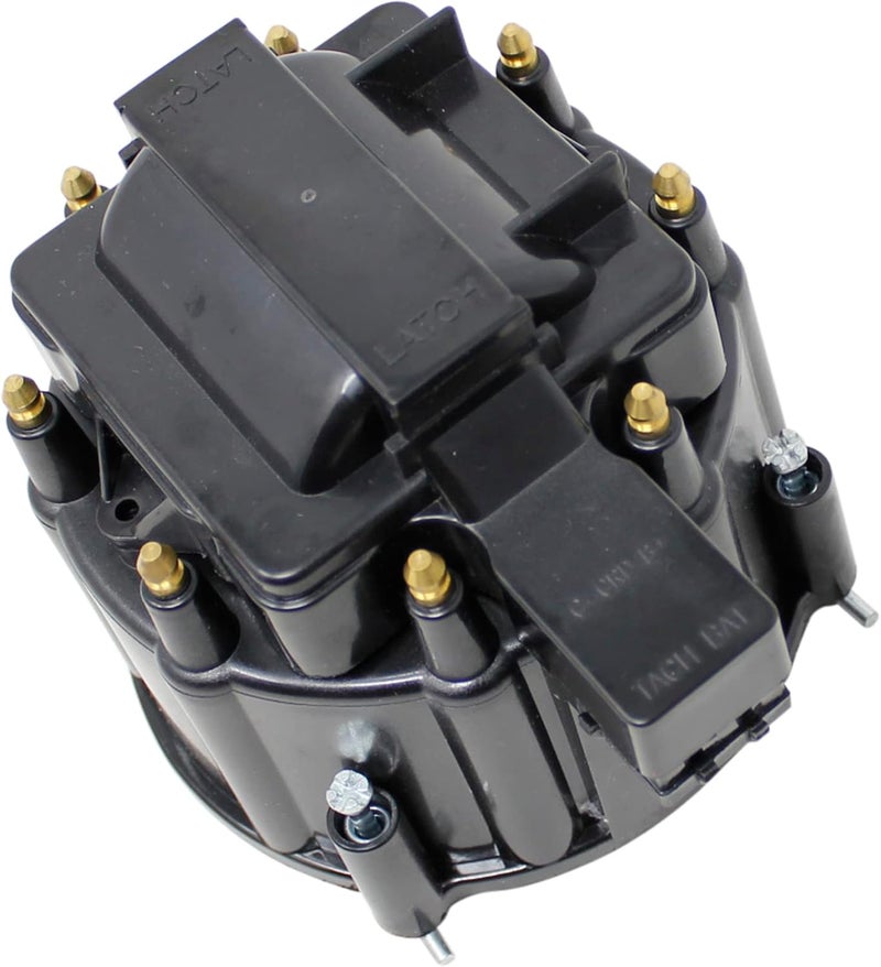 AIP Electronics DRAGON FIRE PERFORMANCE BLACK HEI Distributor Cap and Rotor Set w/ Brass Terminals Complete w/ Coil Cover Compatible with All V8 / 8 Cylinder Engines With HEI Replaces D336X D4001 Oem Fit CAP1031-BLK - Image 2